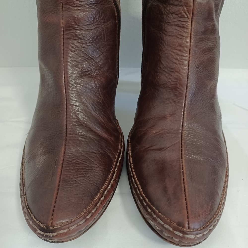 Alberto Fermani chunky heel boots Brown leather zip-up  made in Italy size39 - Picture 7 of 15